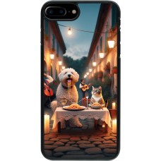 Coque iPhone 7 Plus / 8 Plus - Valentine 2024 Dog & Cat Candlelight