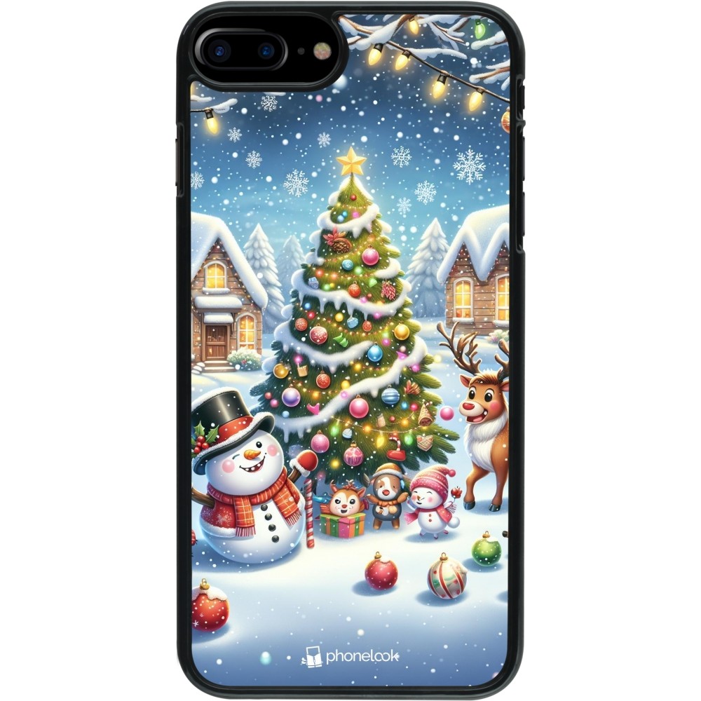 Coque iPhone 7 Plus / 8 Plus - Noël 2023 bonhomme de neige et sapin