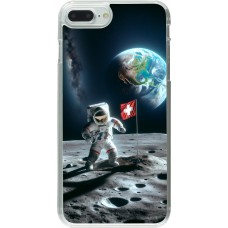 Coque iPhone 7 Plus / 8 Plus - Plastique transparent Astro Suisse sur lune