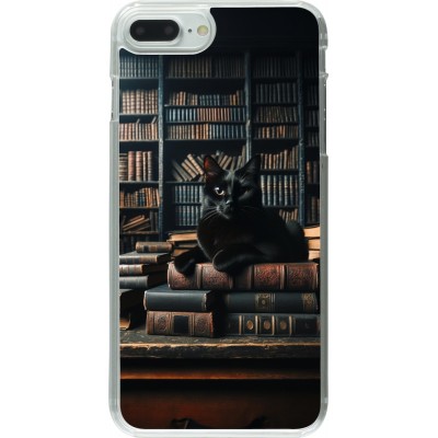 Coque iPhone 7 Plus / 8 Plus - Plastique transparent Chat livres sombres