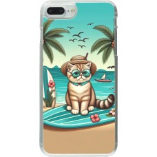 Coque iPhone 7 Plus / 8 Plus - Plastique transparent Chat Surf Style