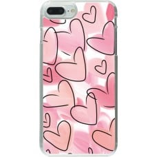 Coque iPhone 7 Plus / 8 Plus - Plastique transparent Easter 2023 pink hearts