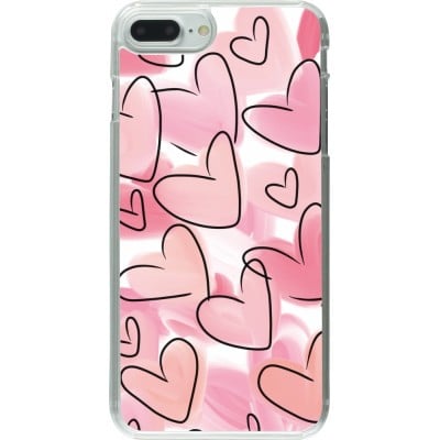 Coque iPhone 7 Plus / 8 Plus - Plastique transparent Easter 2023 pink hearts