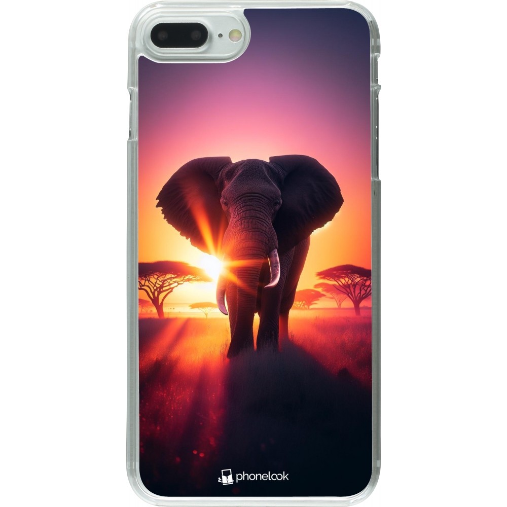 Coque iPhone 7 Plus / 8 Plus - Plastique transparent Elephant Sunrise Beauty