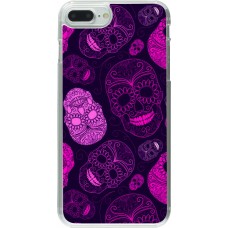 Coque iPhone 7 Plus / 8 Plus - Plastique transparent Halloween 2023 pink skulls