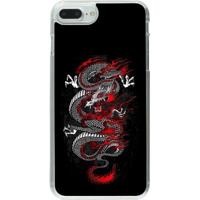 Coque iPhone 7 Plus / 8 Plus - Plastique transparent Japanese style Dragon Tattoo Red Black