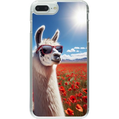 Coque iPhone 7 Plus / 8 Plus - Plastique transparent Lama Chic en Coquelicot