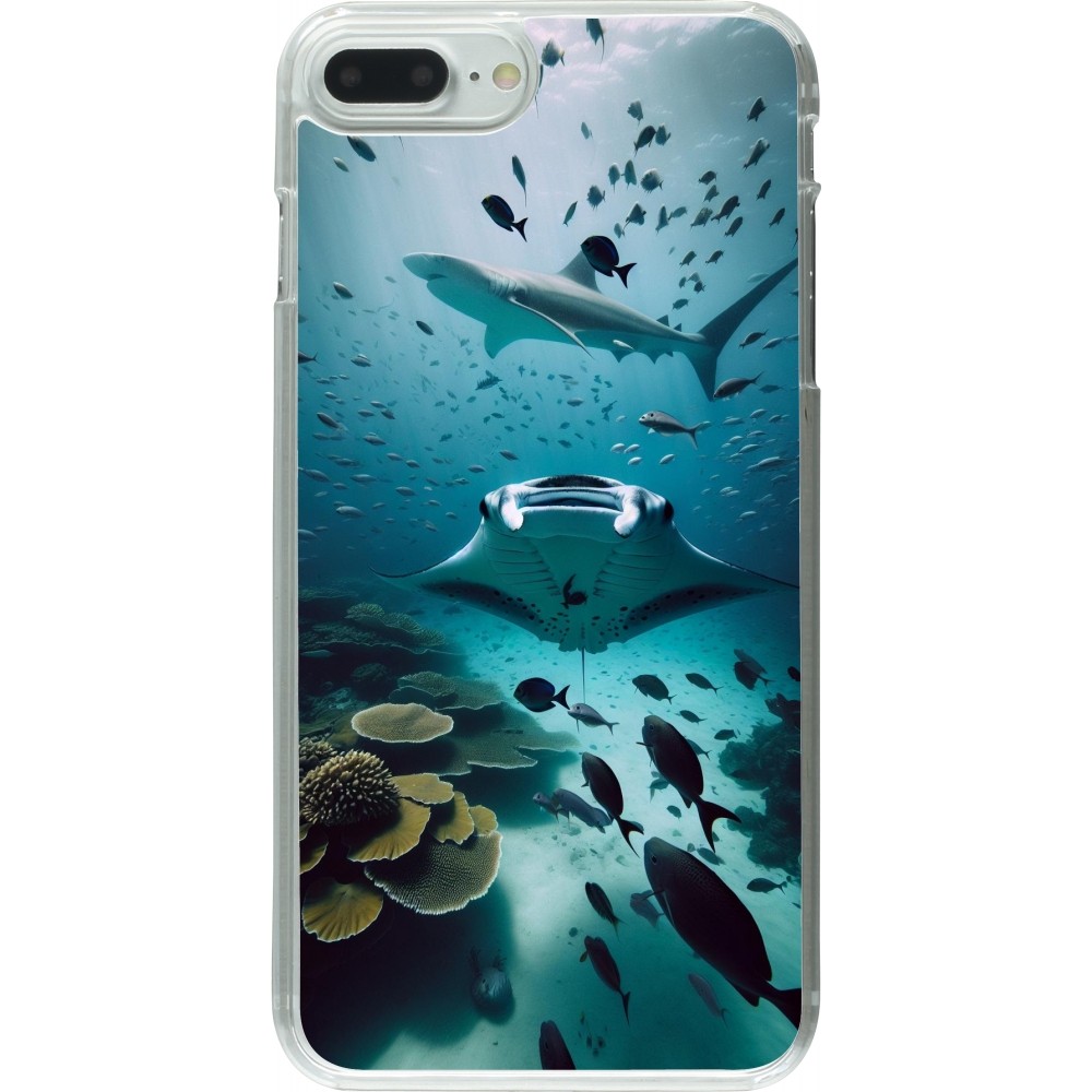 Coque iPhone 7 Plus / 8 Plus - Plastique transparent Manta Lagon Nettoyage