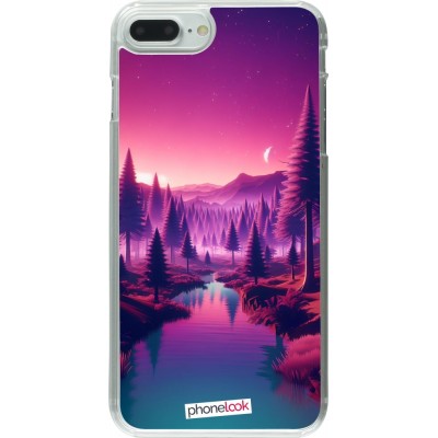 Coque iPhone 7 Plus / 8 Plus - Plastique transparent Paysage Violet-Rose