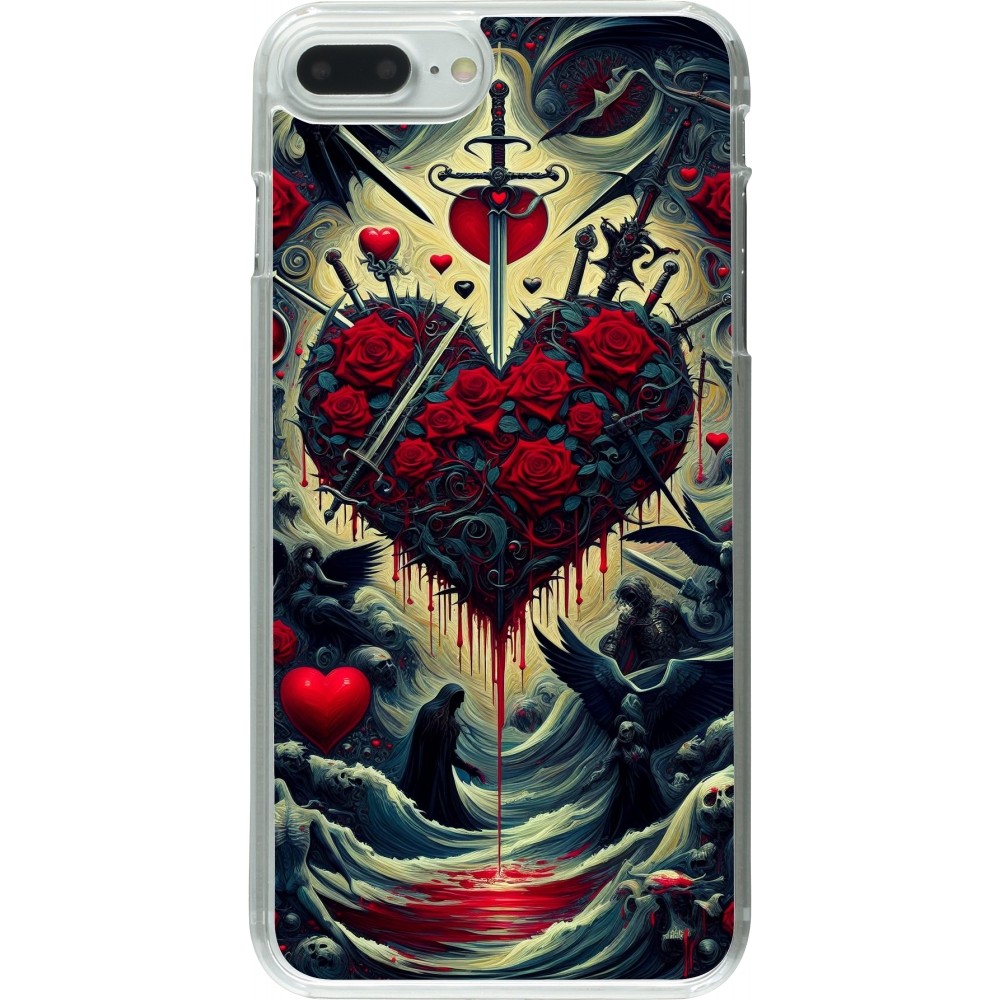 Coque iPhone 7 Plus / 8 Plus - Plastique transparent Dark Love Coeur Sang