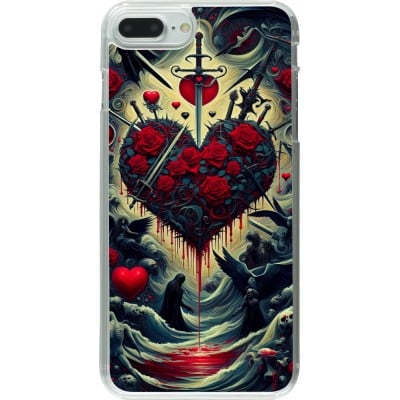 Coque iPhone 7 Plus / 8 Plus - Plastique transparent Dark Love Coeur Sang