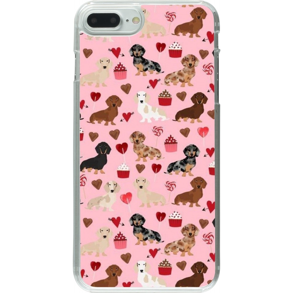 Coque iPhone 7 Plus / 8 Plus - Plastique transparent Valentine 2024 puppy love