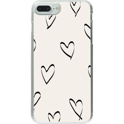 Coque iPhone 7 Plus / 8 Plus - Plastique transparent Valentine 2023 minimalist hearts