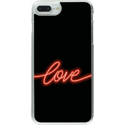 Coque iPhone 7 Plus / 8 Plus - Plastique transparent Valentine 2023 neon love