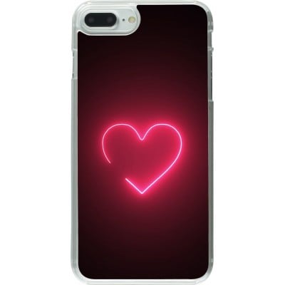 Coque iPhone 7 Plus / 8 Plus - Plastique transparent Valentine 2023 single neon heart