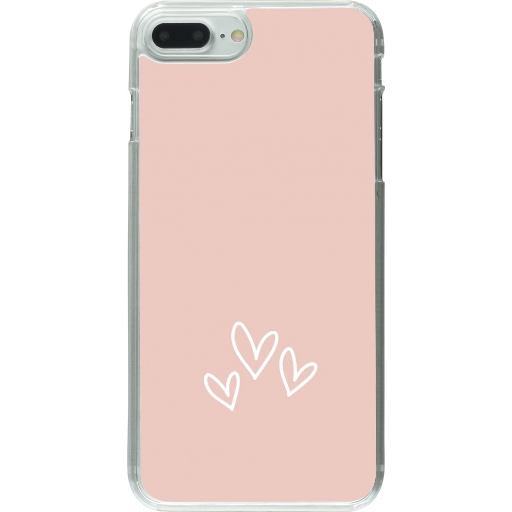 Coque iPhone 7 Plus / 8 Plus - Plastique transparent Valentine 2023 three minimalist hearts