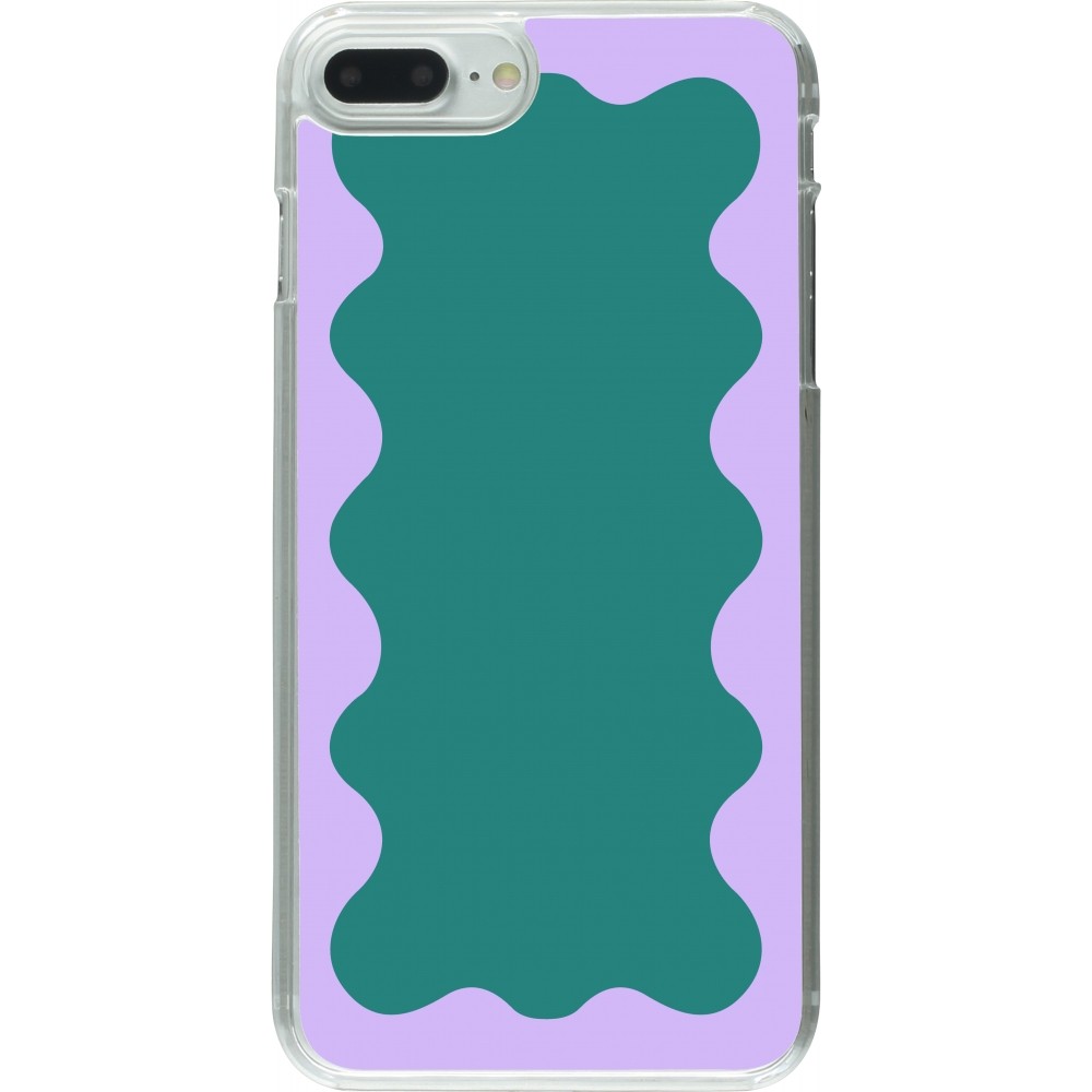 Coque iPhone 7 Plus / 8 Plus - Plastique transparent Wavy Rectangle Green Purple