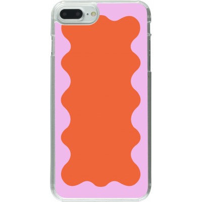 Coque iPhone 7 Plus / 8 Plus - Plastique transparent Wavy Rectangle Orange Pink