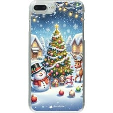 Coque iPhone 7 Plus / 8 Plus - Plastique transparent Noël 2023 bonhomme de neige et sapin