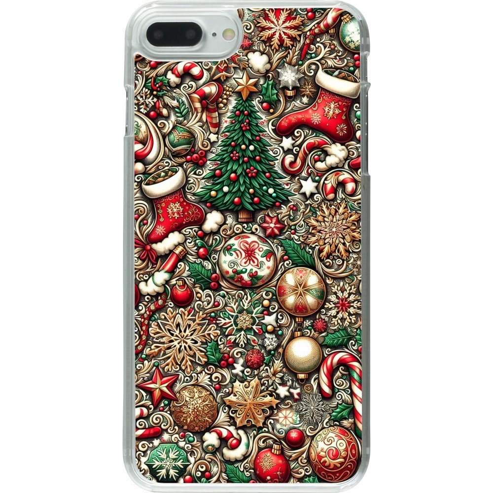 Coque iPhone 7 Plus / 8 Plus - Plastique transparent Noël 2023 micro pattern