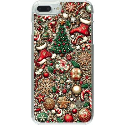 Coque iPhone 7 Plus / 8 Plus - Plastique transparent Noël 2023 micro pattern