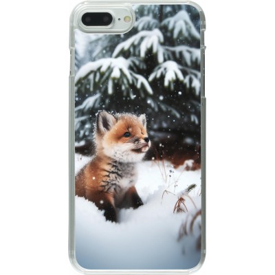 Coque iPhone 7 Plus / 8 Plus - Plastique transparent Noël 2023 Renardeau sapin