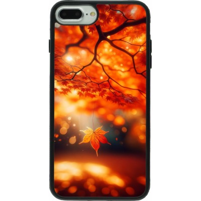 Coque iPhone 7 Plus / 8 Plus - Silicone rigide noir Automne Magique Orange