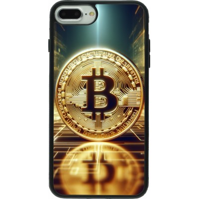 Coque iPhone 7 Plus / 8 Plus - Silicone rigide noir Bitcoin Standing