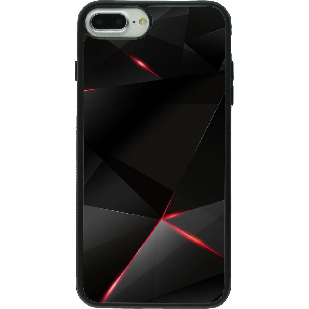 Coque iPhone 7 Plus / 8 Plus - Silicone rigide noir Black Red Lines