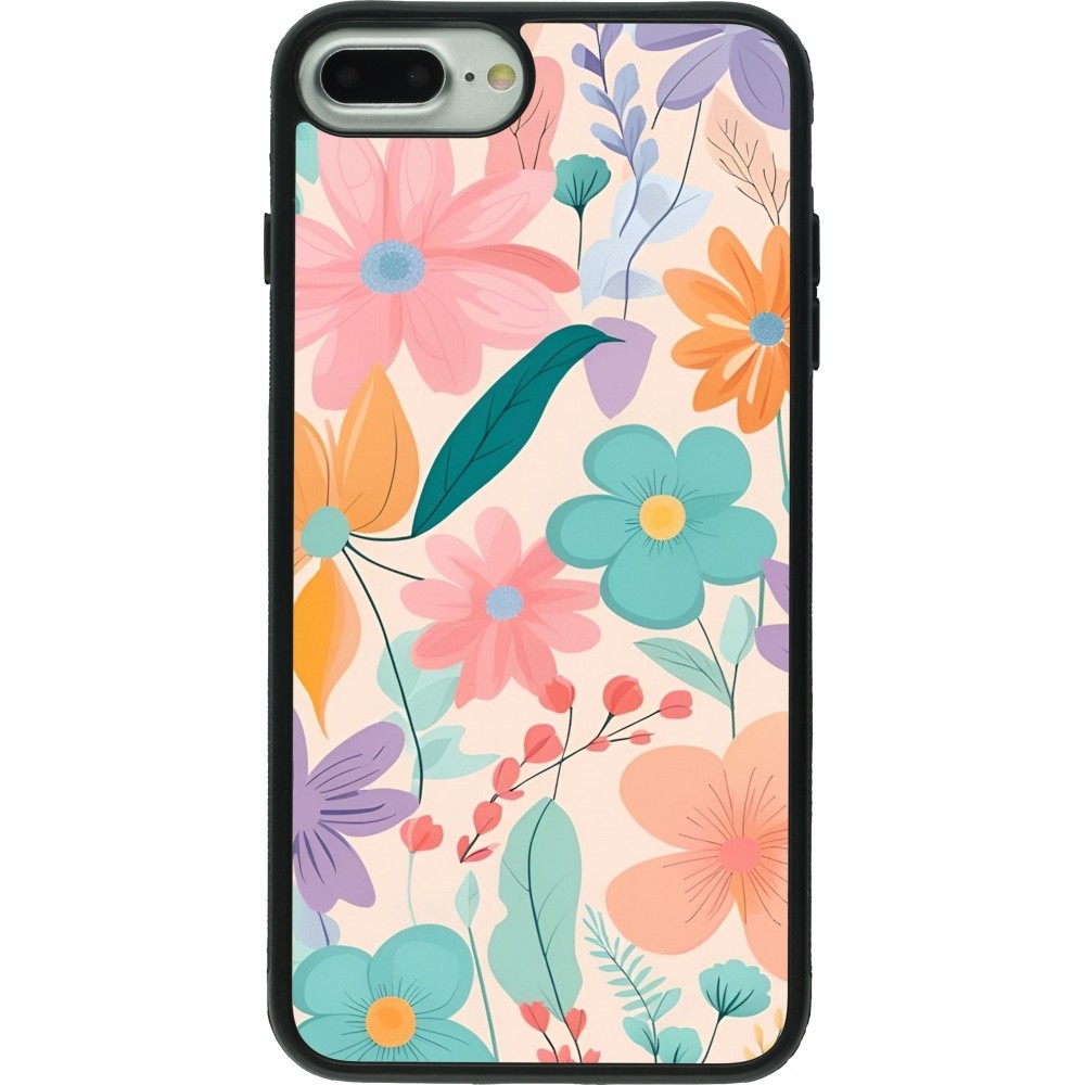 Coque iPhone 7 Plus / 8 Plus - Silicone rigide noir Easter 2024 spring flowers