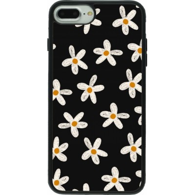 Coque iPhone 7 Plus / 8 Plus - Silicone rigide noir Easter 2024 white on black flower