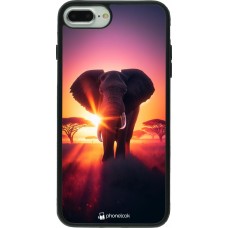 Coque iPhone 7 Plus / 8 Plus - Silicone rigide noir Elephant Sunrise Beauty