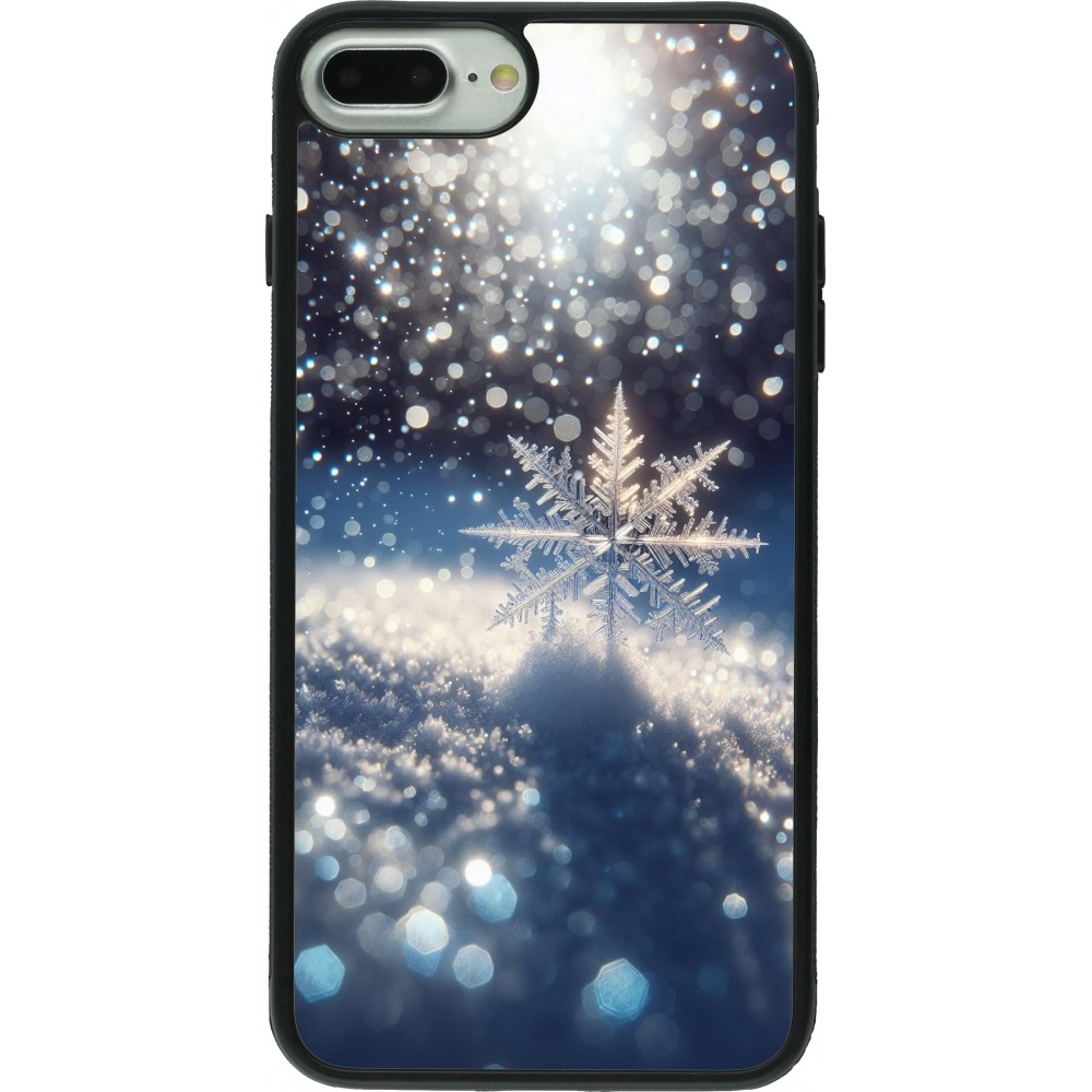 Coque iPhone 7 Plus / 8 Plus - Silicone rigide noir Flocon Solaire Éclat