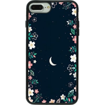 Coque iPhone 7 Plus / 8 Plus - Silicone rigide noir Flowers space