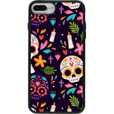 Coque iPhone 7 Plus / 8 Plus - Silicone rigide noir Halloween 2023 mexican style