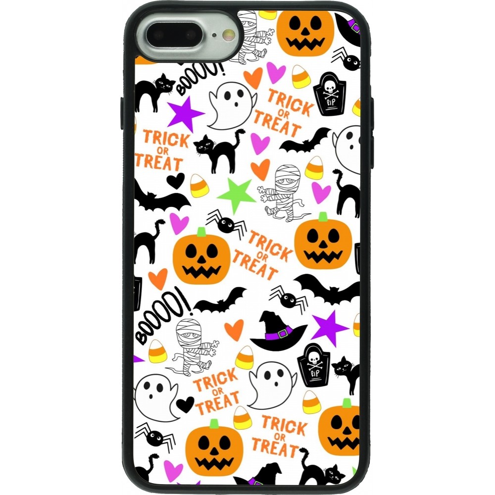 Coque iPhone 7 Plus / 8 Plus - Silicone rigide noir Halloween 2024 trick or treat