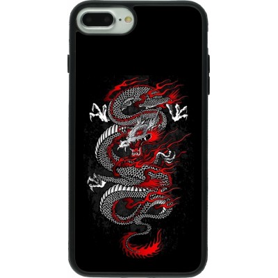 Coque iPhone 7 Plus / 8 Plus - Silicone rigide noir Japanese style Dragon Tattoo Red Black