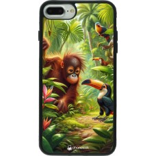 Coque iPhone 7 Plus / 8 Plus - Silicone rigide noir Jungle Tropicale Tayrona