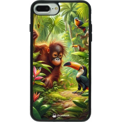 Coque iPhone 7 Plus / 8 Plus - Silicone rigide noir Jungle Tropicale Tayrona