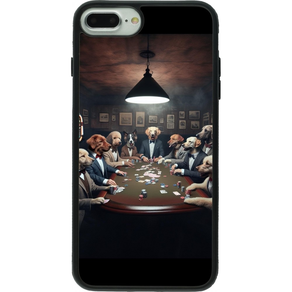 Coque iPhone 7 Plus / 8 Plus - Silicone rigide noir Les pokerdogs