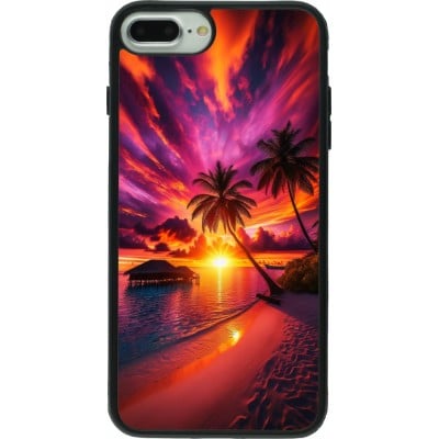 Coque iPhone 7 Plus / 8 Plus - Silicone rigide noir Maldives Dusk Bliss