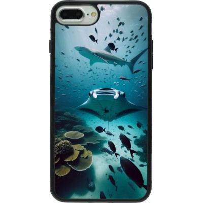 Coque iPhone 7 Plus / 8 Plus - Silicone rigide noir Manta Lagon Nettoyage