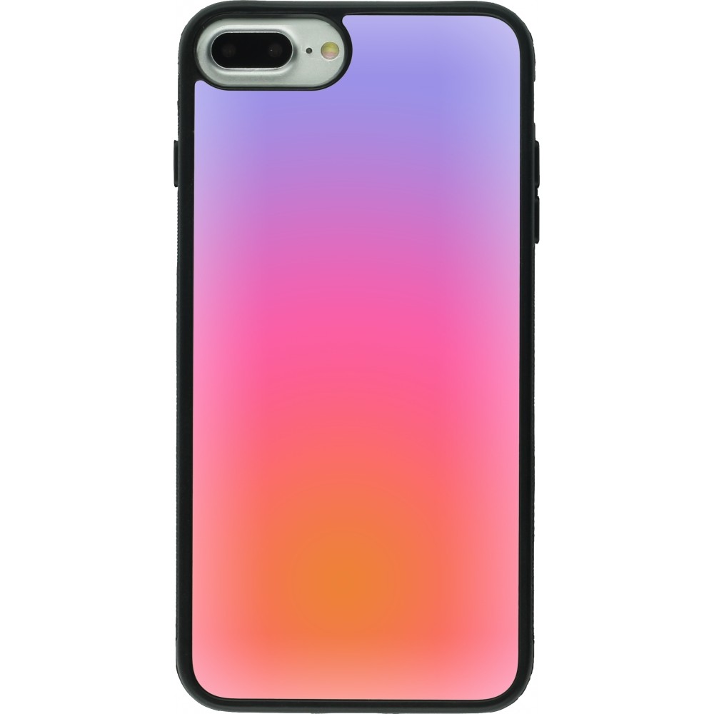 Coque iPhone 7 Plus / 8 Plus - Silicone rigide noir Orange Pink Blue Gradient