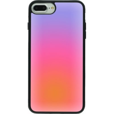 Coque iPhone 7 Plus / 8 Plus - Silicone rigide noir Orange Pink Blue Gradient