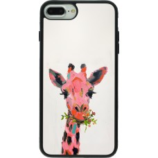 Coque iPhone 7 Plus / 8 Plus - Silicone rigide noir Pink Girafe Paint