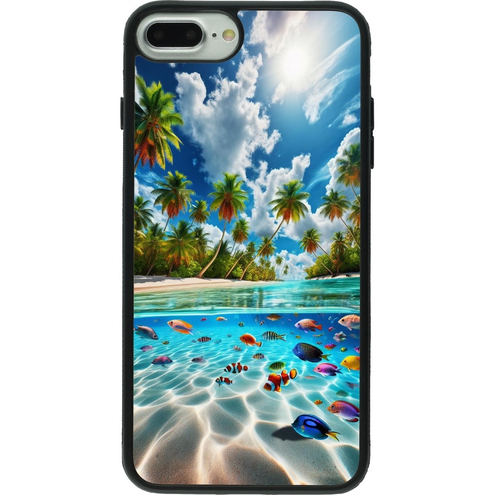 Coque iPhone 7 Plus / 8 Plus - Silicone rigide noir Plage Paradis