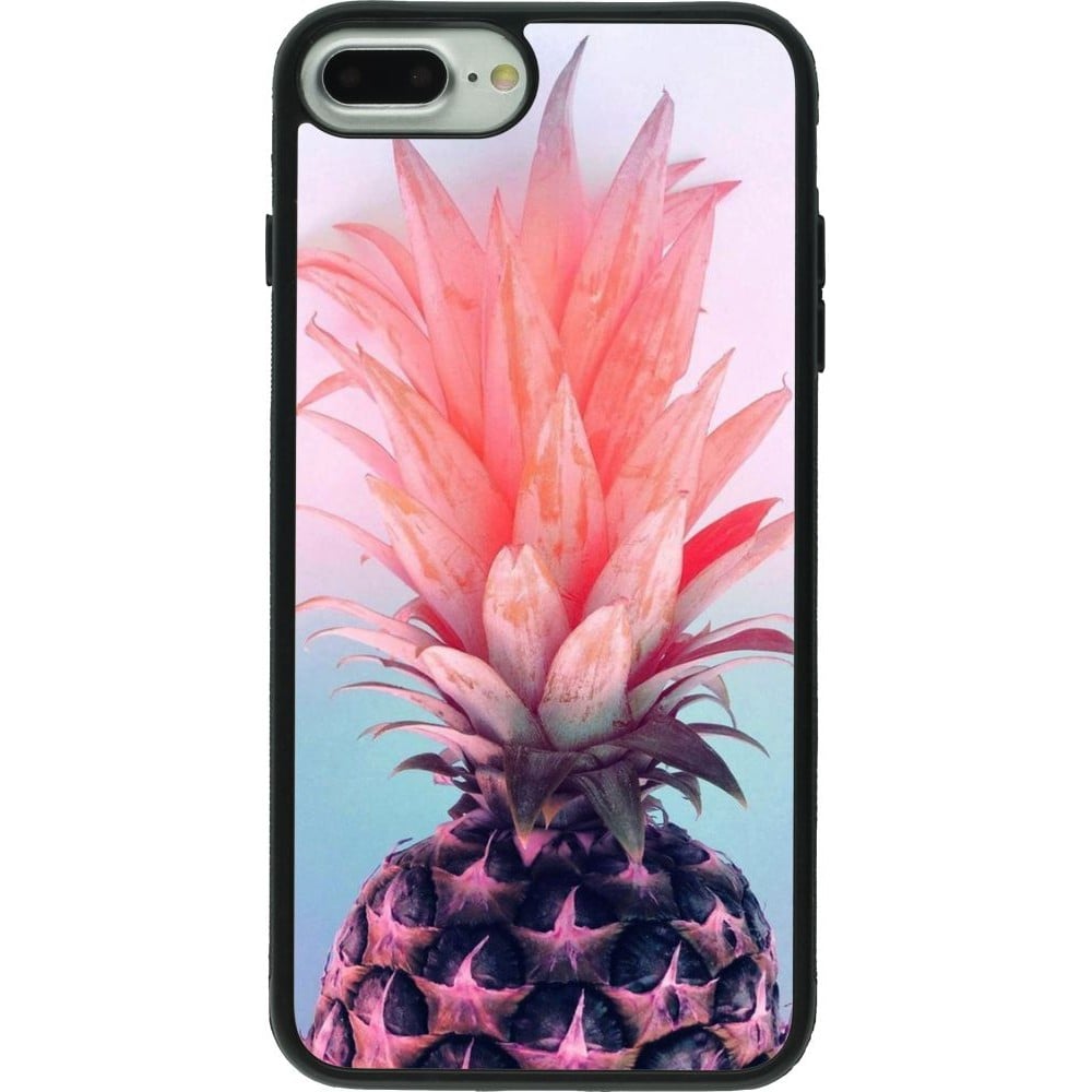 Coque iPhone 7 Plus / 8 Plus - Silicone rigide noir Purple Pink Pineapple