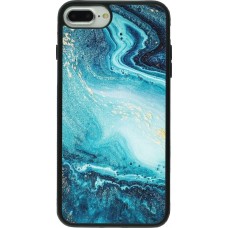 Coque iPhone 7 Plus / 8 Plus - Silicone rigide noir Sea Foam Blue