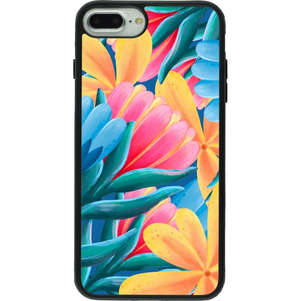 Coque iPhone 7 Plus / 8 Plus - Silicone rigide noir Spring 23 colorful flowers