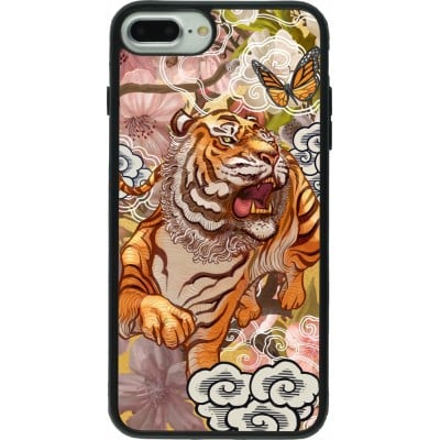 Coque iPhone 7 Plus / 8 Plus - Silicone rigide noir Spring 23 japanese tiger